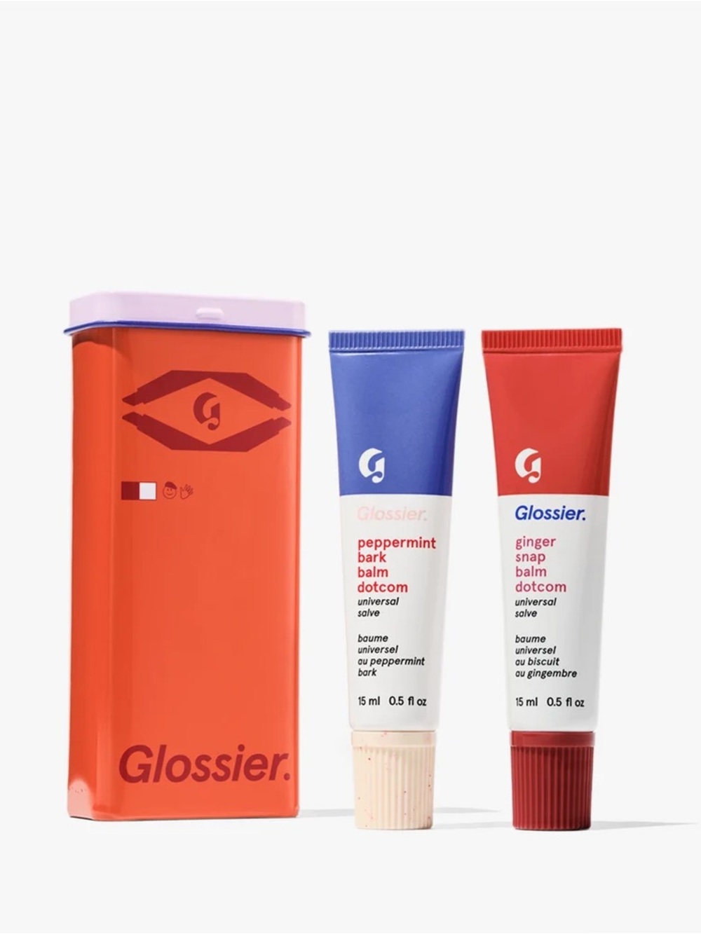 Glossier Peppermint Bark & Ginger Snap Balm Dotcom Duo - Blue & Red